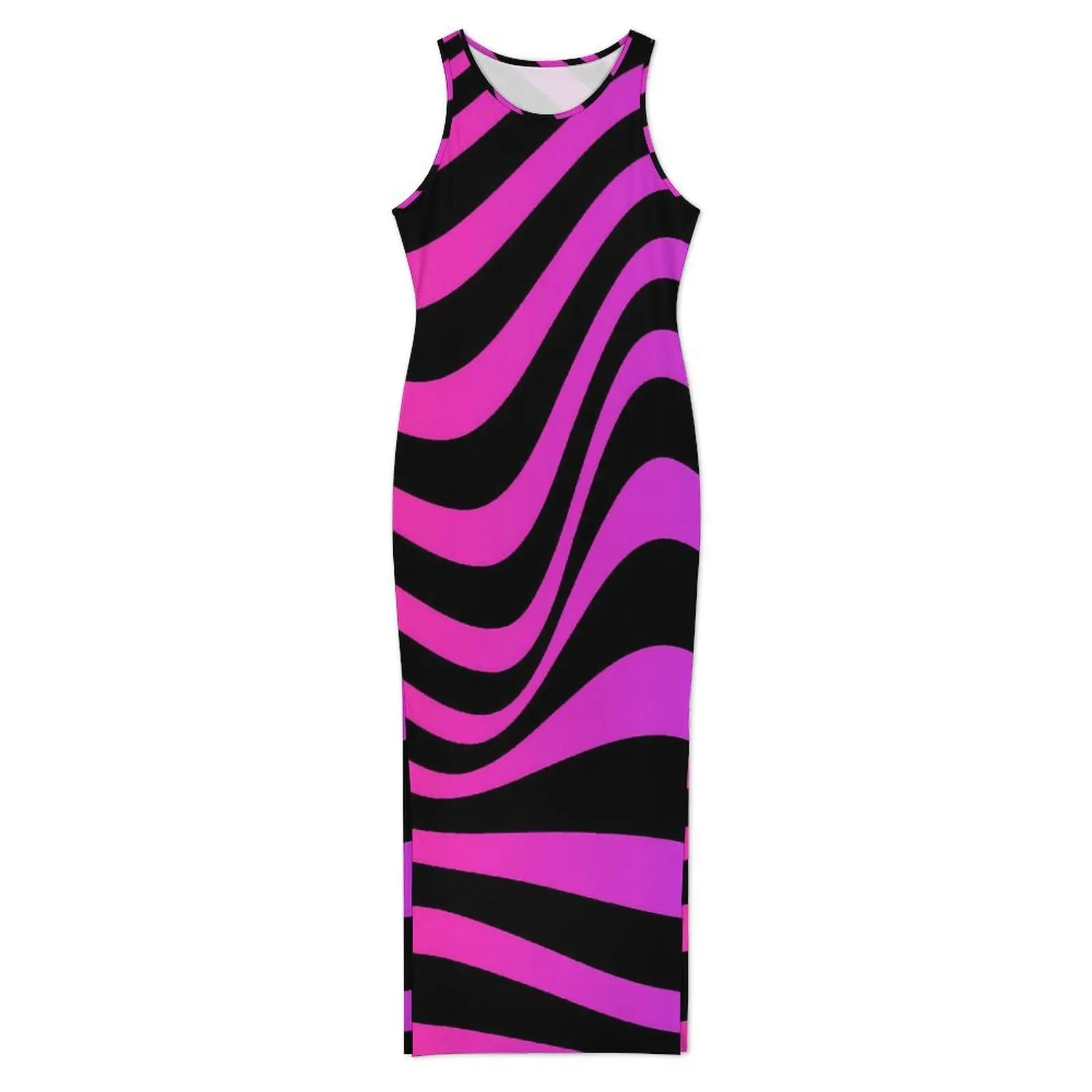 Abstract Striped Dress Sleeveless Geometry Shape Night Club Maxi Dresses Holiday Casual Y2k Graphic Bodycon Dress Big Size 4XL