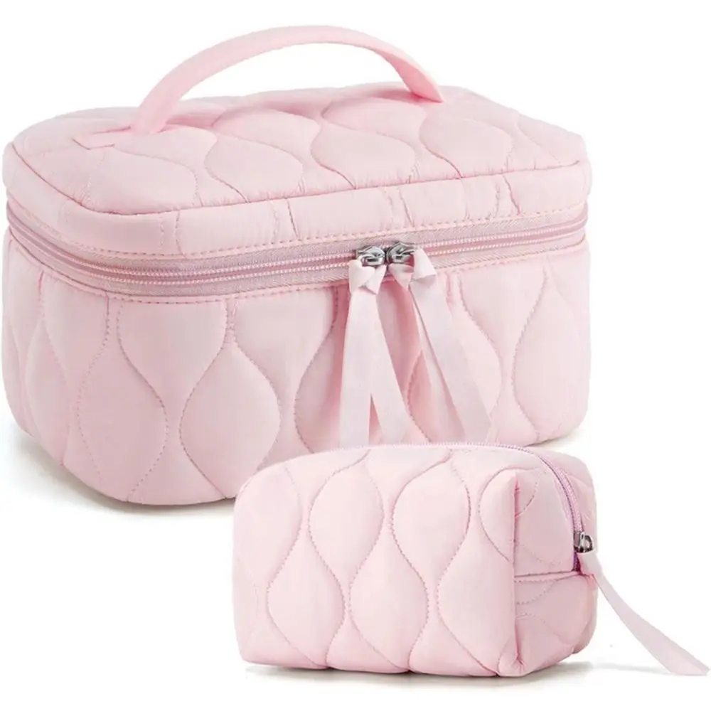 Gifts for Her Quilted Travel Makeup Bag Puffy Large Wide-Open Cosmetic Bags Travelling Essentials for Women