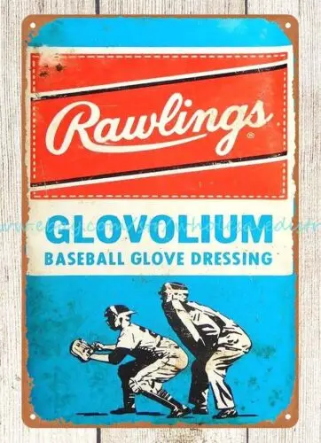 RAWLINGS GLOVOLIUM GLOVE DRESSING metal tin sign outdoor metal wall art decor