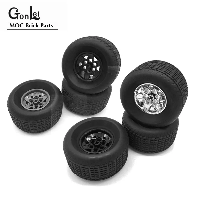 High-Tech Wheels 18450 Tyre 81.6x44 R & 56908 Wheel Hub 43.2x26 Racing Batpod MOC Building Blocks Brick DIY Toys Parts