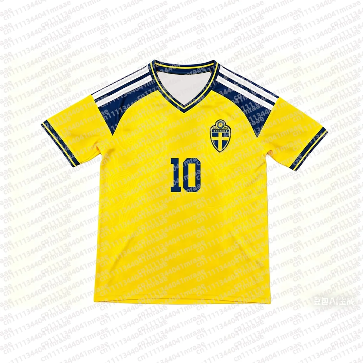 Schweden Team Heimtrikot 10 Fußballtrikot Gelb Herren T-Shirts Trainingskleidung Übergroße Freizeitoberteile Atmungsaktives Schnelltrocknendes Strand-Top