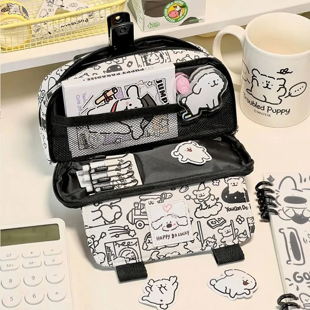 Durable Multi Layered Stationery Storage Bag Multi-function Large-capacity Stationery Organizer Portable Pencil Case