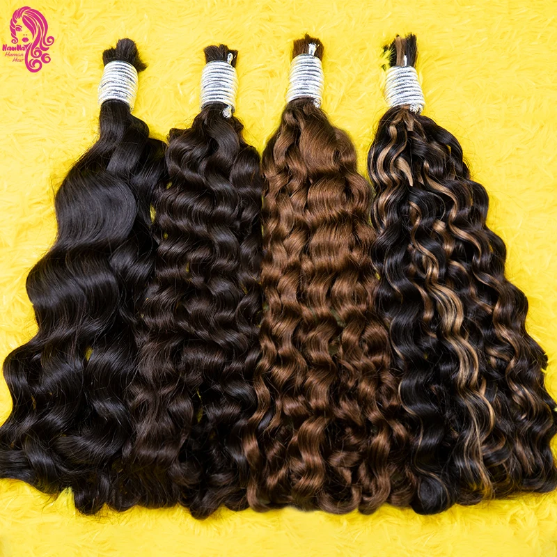 Water Wave For Braiding Human Hair Bulk Deep Curly No Weft Brazilian Remy Hair Extensions Natual Piano Colored Grey/Ginger/Brown