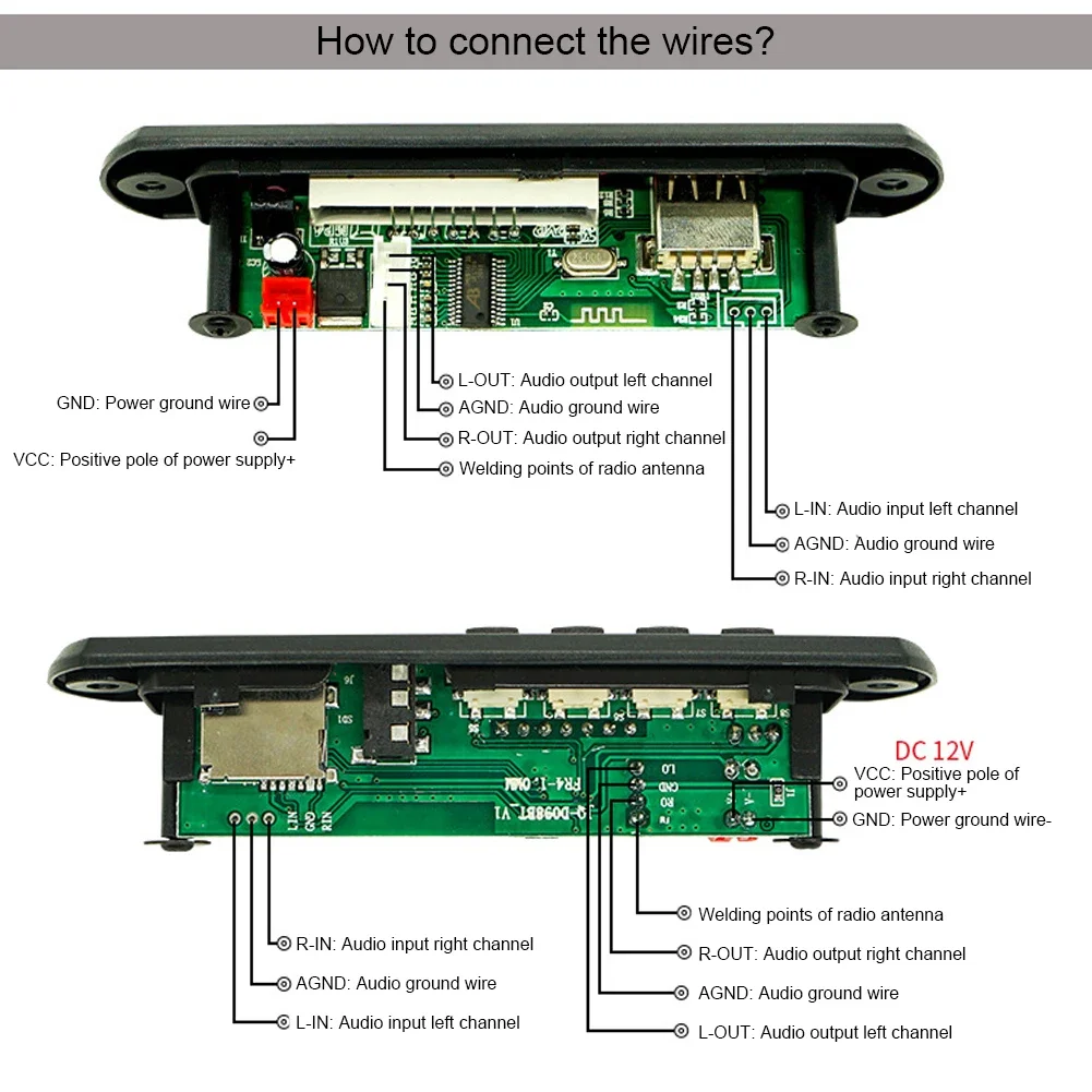 5/12V Audio MP3 Player Module Lossless Audio Bluetooth-Compatible 5.0 MP3 Player Decoder Board with Remote Control for Car