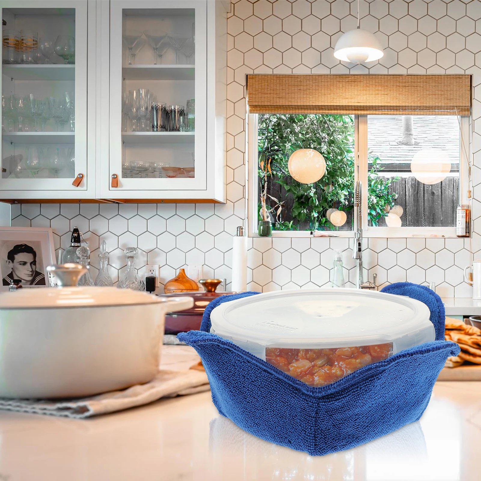 

Microwave Cozy Holder Heat Resistant Kitchen Gadgets Decorative Bowl Protector Anti-Scald Coasters Lightweight Polyester Cover