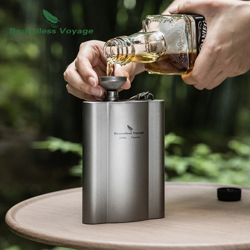 Imagem -02 - Boundless Voyage Titanium Hip Frascos Copos de Acampamento Portáteis Funil para Garrafas de Vinho 180ml 240ml