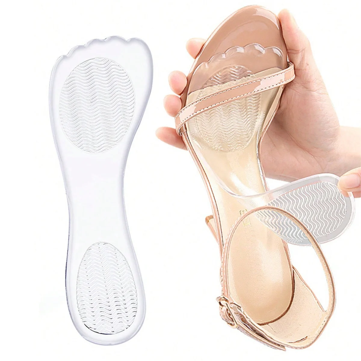 Transparent Silicone Gel Foot Cushions | Anti-Slip Shock-Absorbing Inserts for High Heels & Sandals, All-Day Comfort Pads
