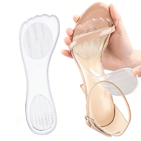 Cojines de pie de gel de silicona transparente |   Insertos antideslizantes que absorben los golpes para tacones altos y sandalias, almohadillas cómodas para todo el día