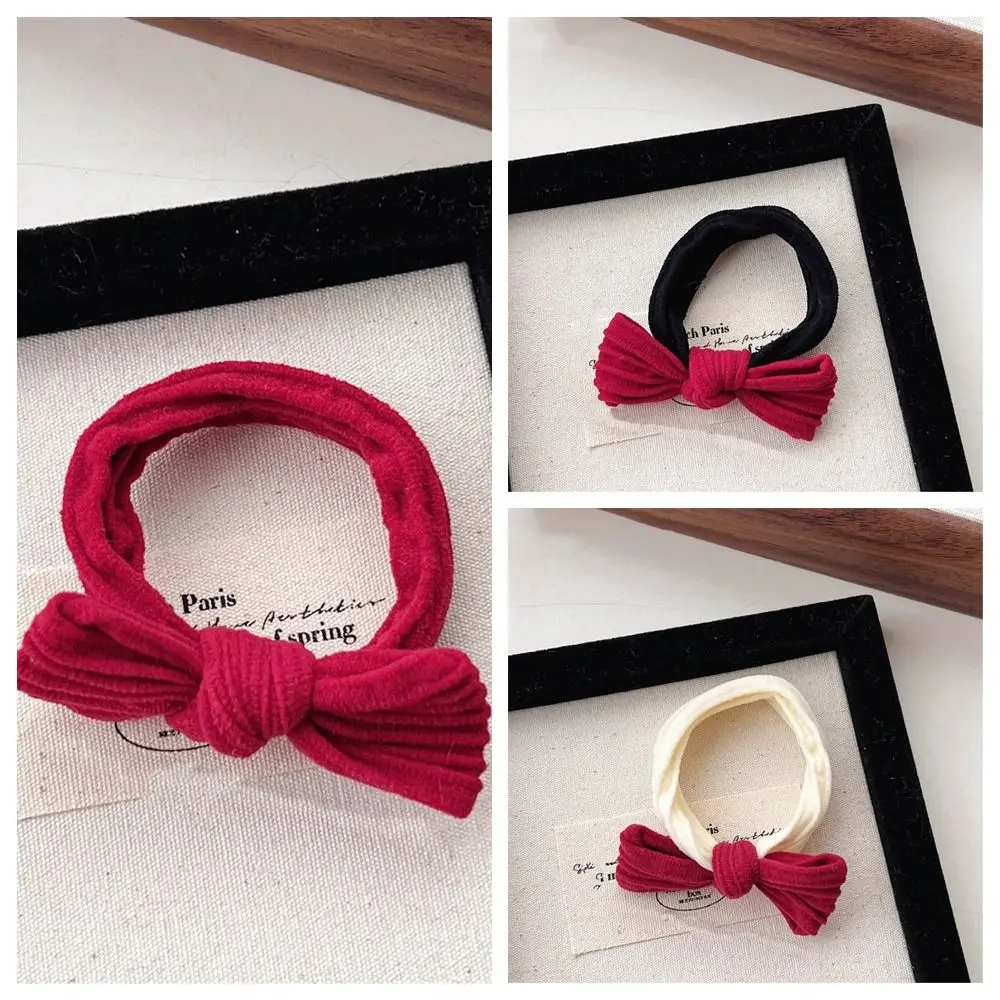 Bowknot ano novo elástico faixa de cabelo de pelúcia ano novo hairpin arco vermelho corda de cabelo crianças presentes decoração de ano novo