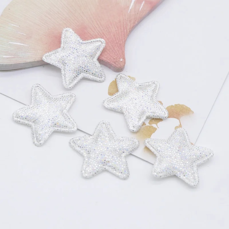100Pcs 25mm Bling Colorful Fabric Star Applique Padded Patches for DIY Clothes Hat Shoes Headwear Hairpin Bow Festival Decor