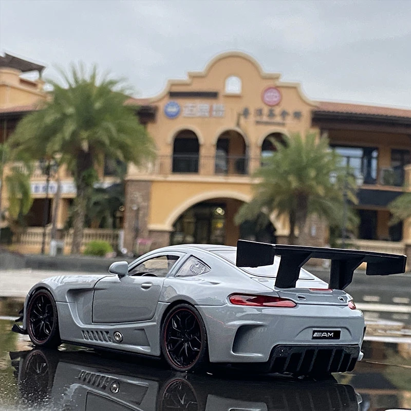 1:24 AMG-GT Alloy Sports Car Model Diecast Metal Toy Vehicles Car Model High Simulation Sound and Light Collection Toy Gift