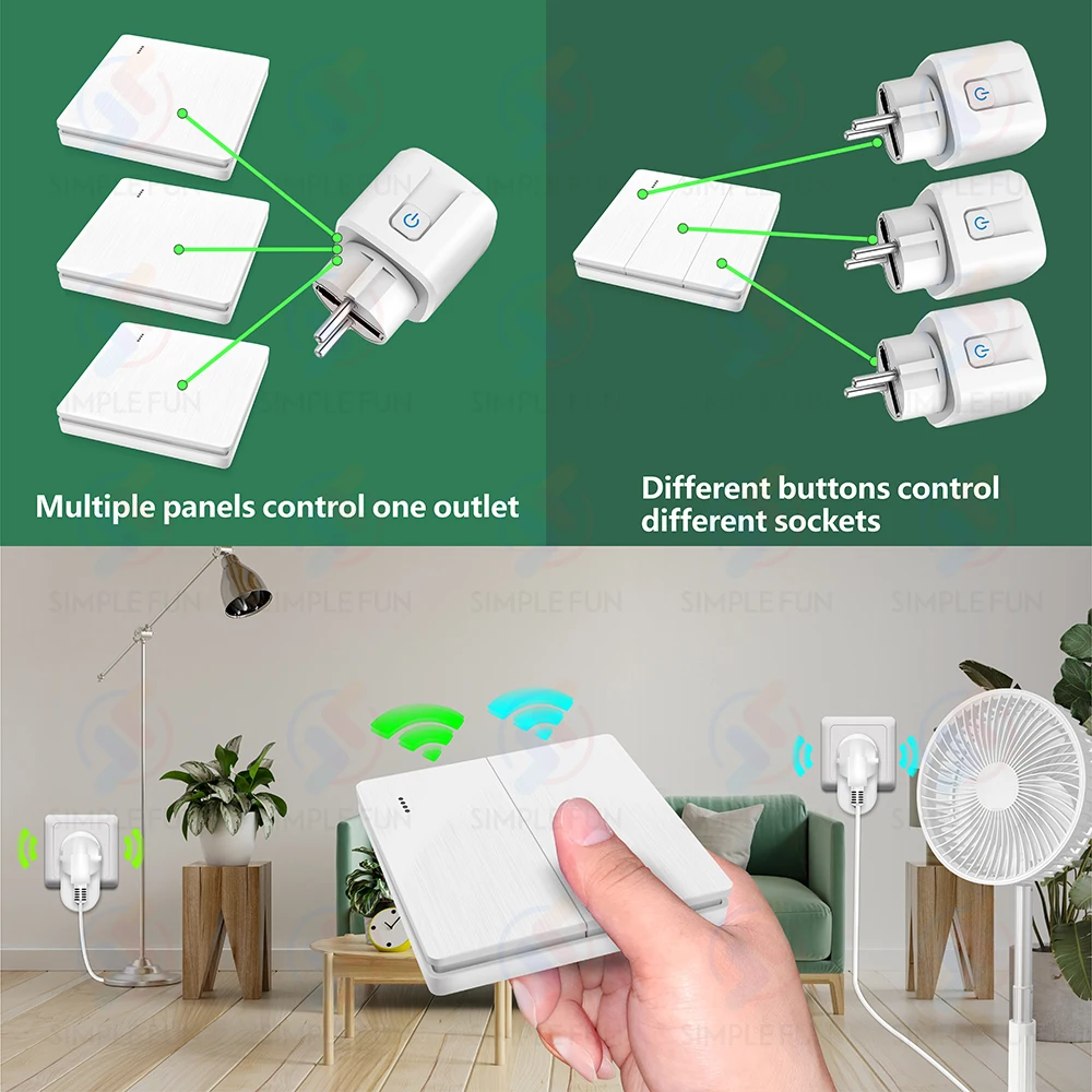 Smart Home Wireless Remote Control Socket Switch 16A EU FR Plug Electrical Outlet for Remote ON OFF Household Appliance/Light