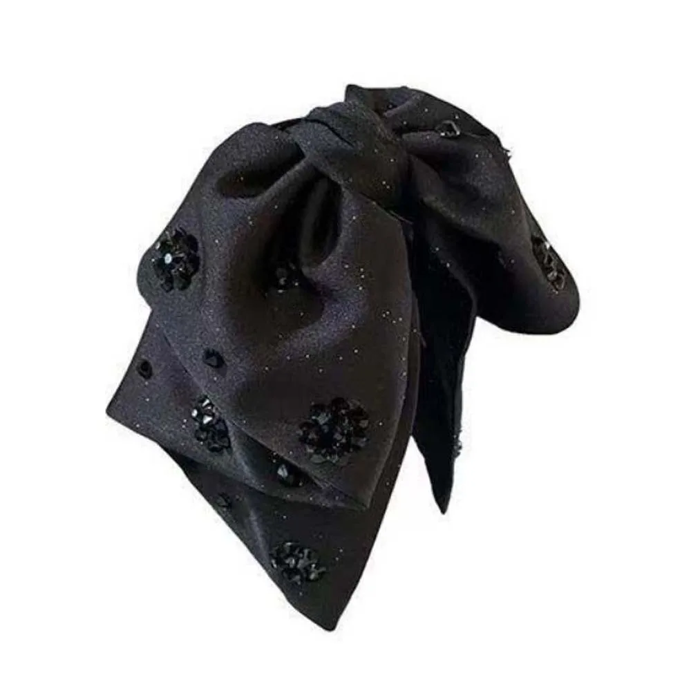 

Бусины, черный бант, зажим в виде акулы, ткань во французском стиле, блестящие стразы, коготь для волос, полиэстер, элегантные женские заколки для волос с блестками, подарки