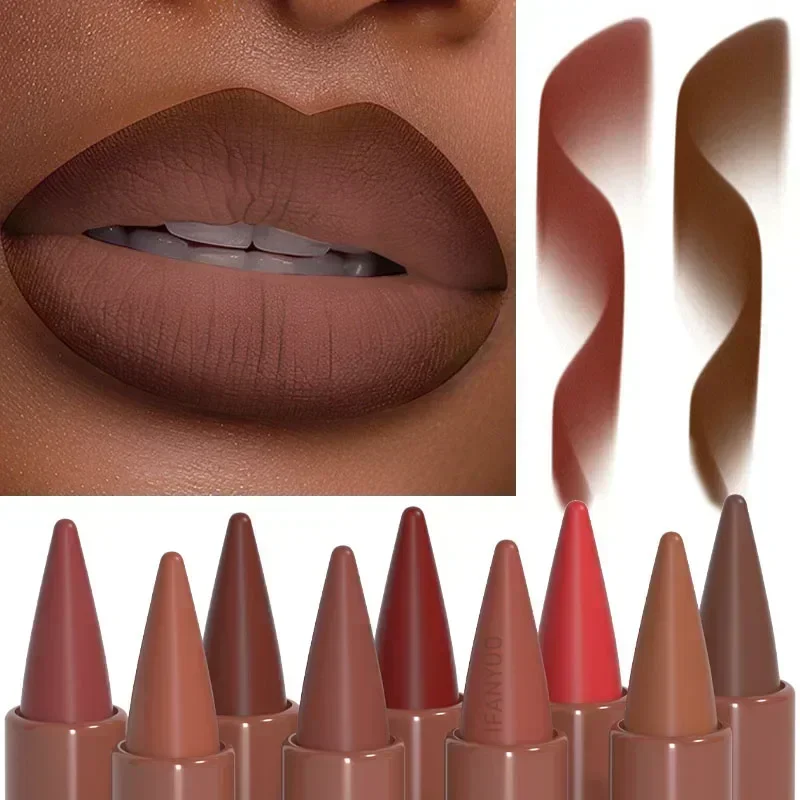 Taps toelopende gradiënt lipliner mat zwart bruin fluwelen lippenstift niet plakkerig waterdicht contouren tint lipliner krijt lip make-up