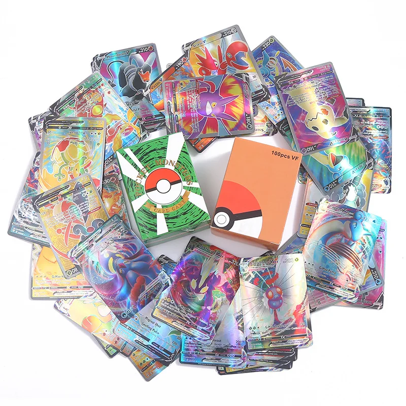 100pcs English French Flash Card V MAX Pokemon Collection Cards Children\'s Game Toy