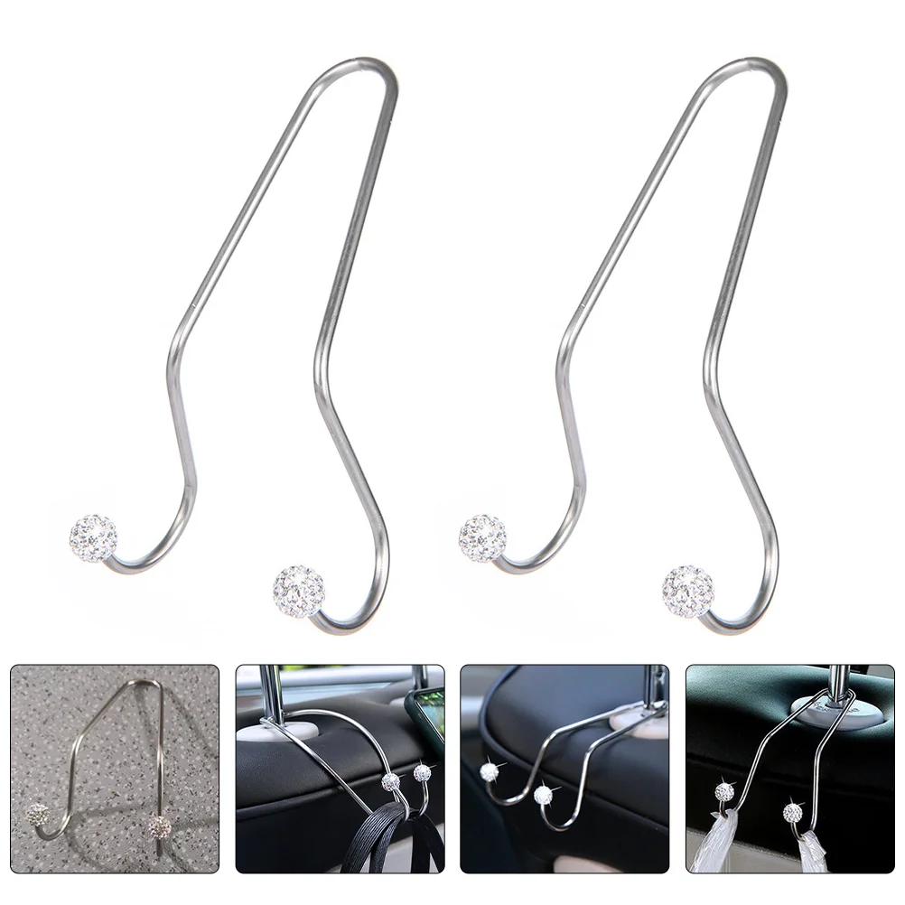 

2 Pcs Coat Hangers Armchair Hook Multi-functional Hooks Stainless Steel Car Back Headrest Seat Bling