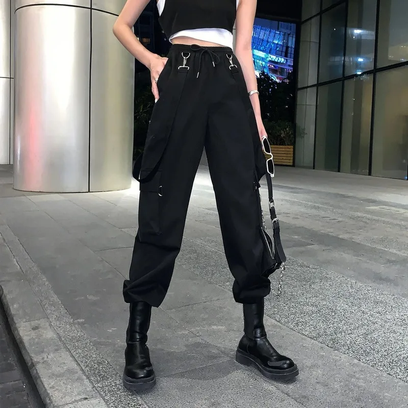 

Jumpsuits for Women New Winter ThickeningBoyfriend Loose Pockets Adjusted Strap Drawstring Trousers Streetwear Hip-pop Chic