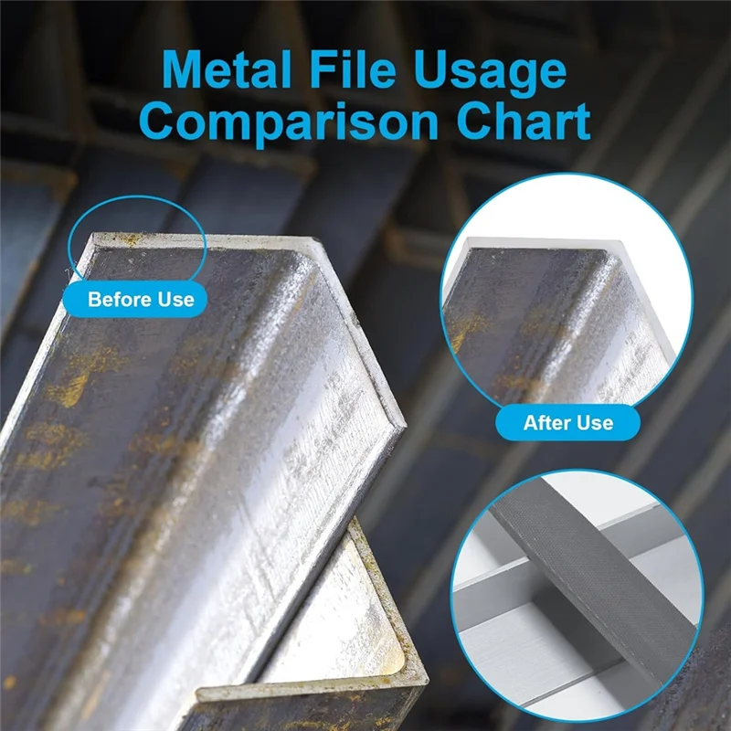 AS60-금속 평활화 및 성형 디버링 도구-금속 파일용 3피스 8인치 고탄소강, 목재용 평면 가장자리 포함