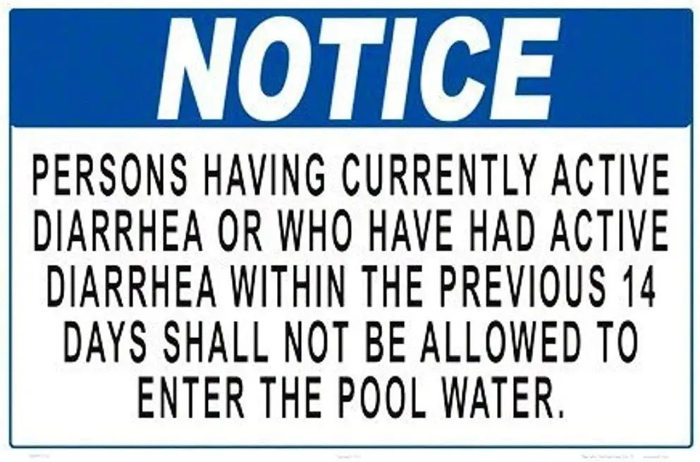 Warning Sign Notice Persons with Diarrhea Shall Not Enter The Pool Sign Road Sign Business Sign es Tin Metal Tin Sign Z0163