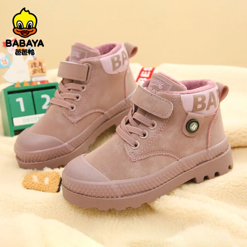 2023 Children Boy Boots kid Sneaker High leather Boots for boy Rubber Anti slip Snow Boot Fashion Lace-up Winter toddler bota images - 6