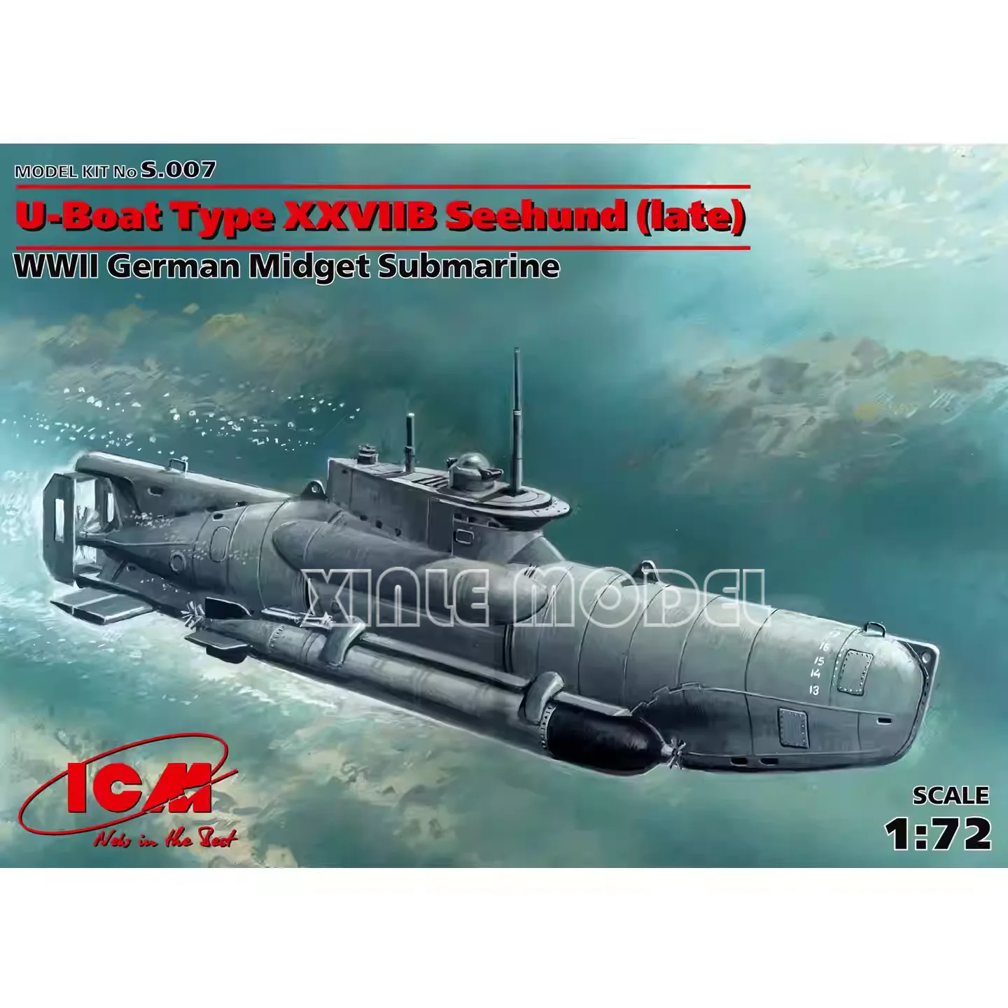 

ICM Plastic Assembled Model Kit S.007 U-Boat Typ XXVIIB Seehund (late version) 1/72
