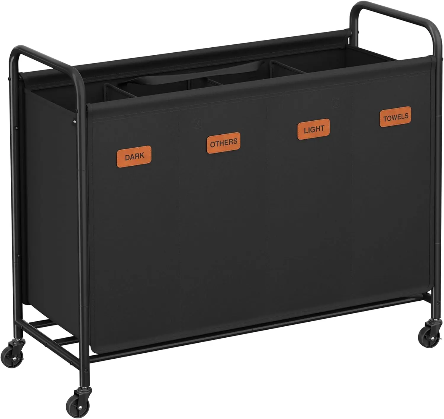 

4-Section Rolling Laundry Hamper with Wheels, Large Capacity Removable Bags for Easy Sorting and Storage in Home