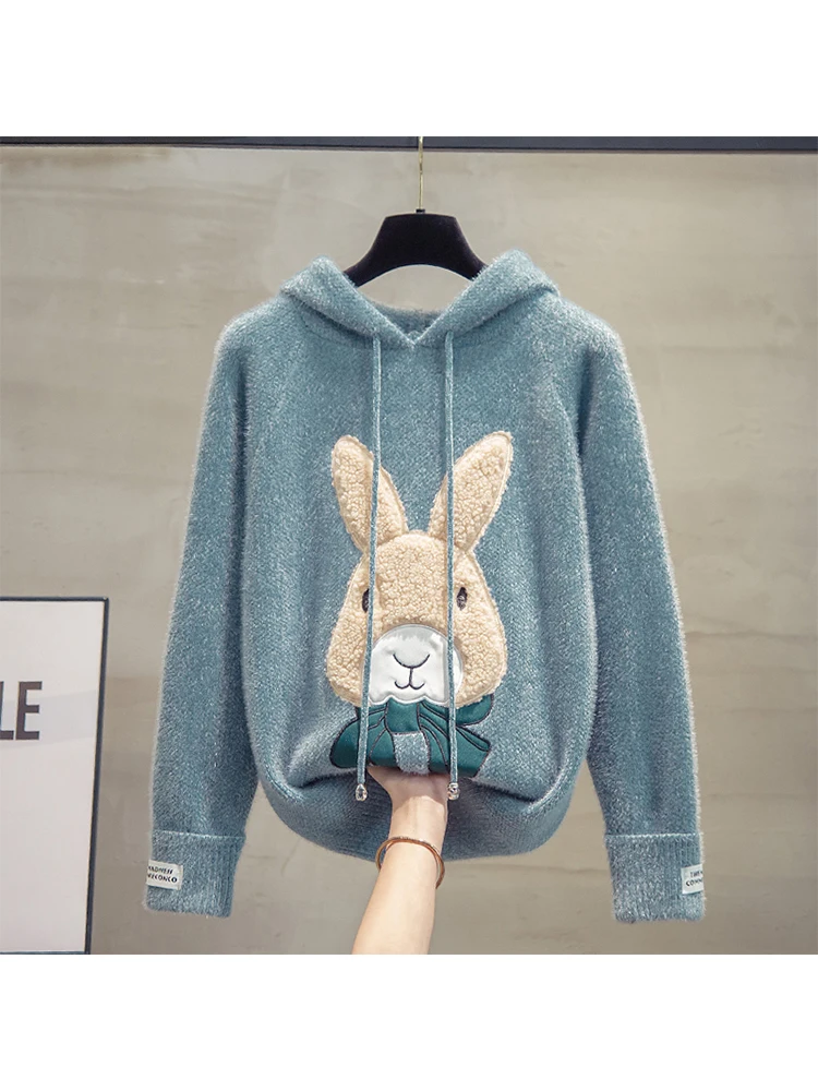 Autumn and Winter 2023 Fashion Cartoon Pattern Knitted New Casual Round Neck Long Sleeve Pullover Top for Women Sweater Ladies