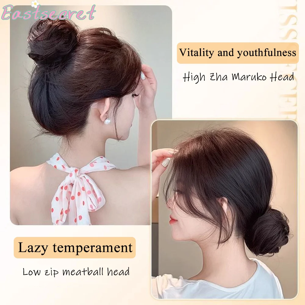 Messy hair bow extension with synthetic mini fake loop UPDO donut clip suitable for women and girls stretchable bird's nest