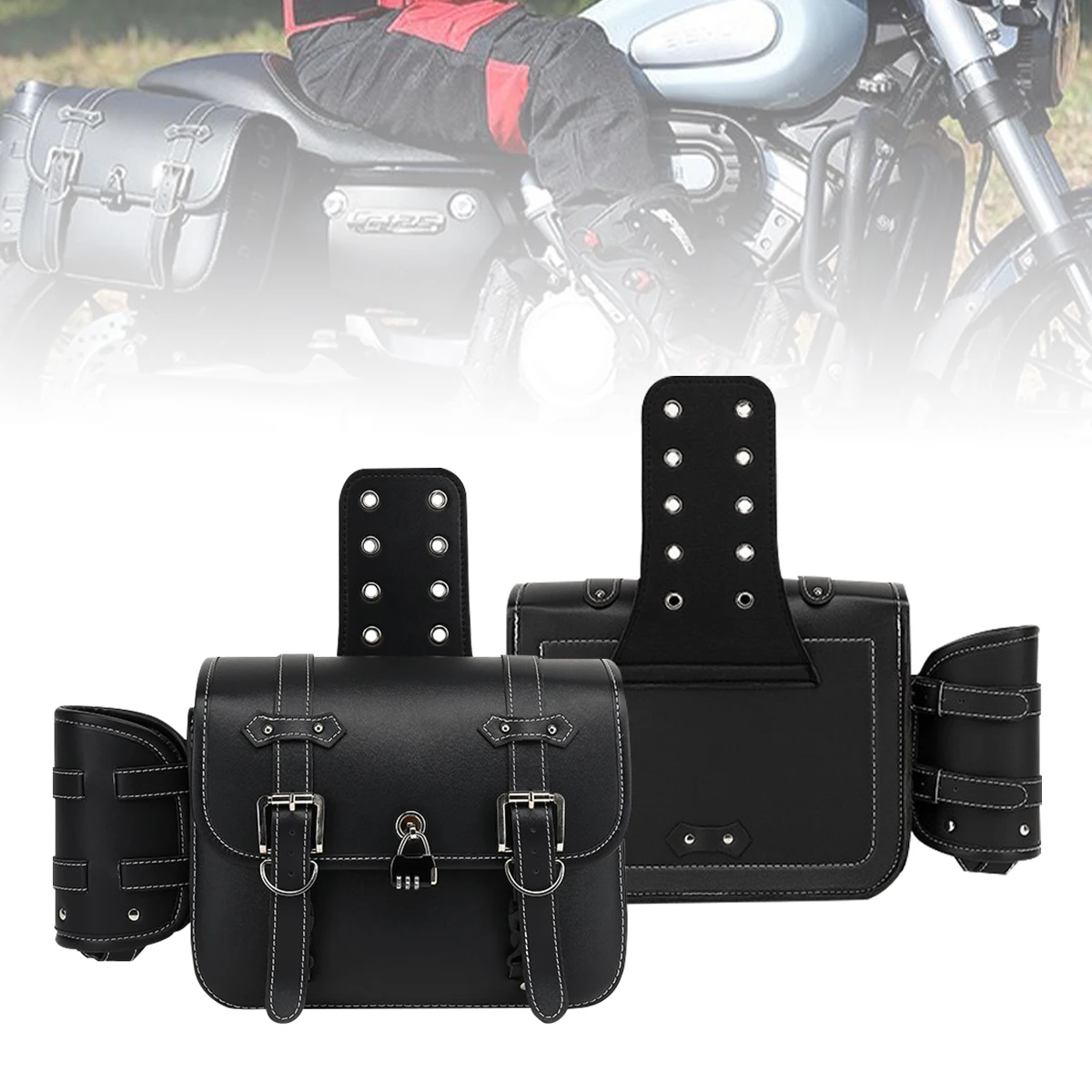 

Retro Fashion Motorcycle Saddle Bags Pouch Storage Case Side Luggage Tank Suitcase Waterproof PU Leather Motorbike Accessories