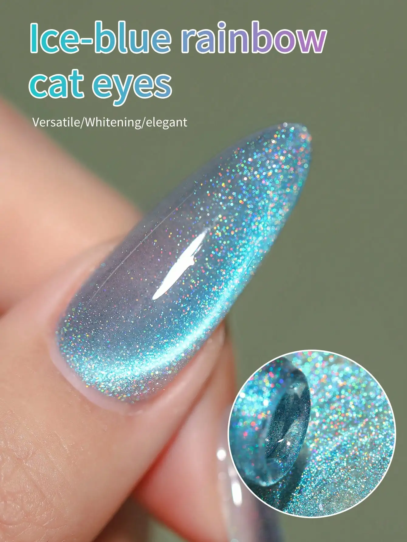 XEIJAYI 1 szt. Lakier do paznokci żelowy efekt kociego oka, brokatowy lakier z cekinami, usuwalny lakier UV, do zdobienia paznokci, odpowiedni do projektowania zdobień.