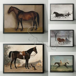 Vintage Horse Art Poster Canvas Printing Horse Oil Painting Vintage Fine Art Wall Art Decor Antique Wall Decor Winter Home Decor