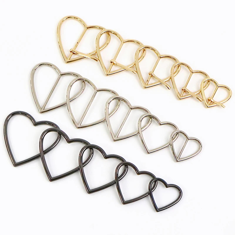 

5/10Pcs Heart Belt Buckle 20-40mm O Ring Webbing Strap Adjust Tri-Glide Slider Hook Shoe Clasp Garment Ribbon Metal Pin Buckles