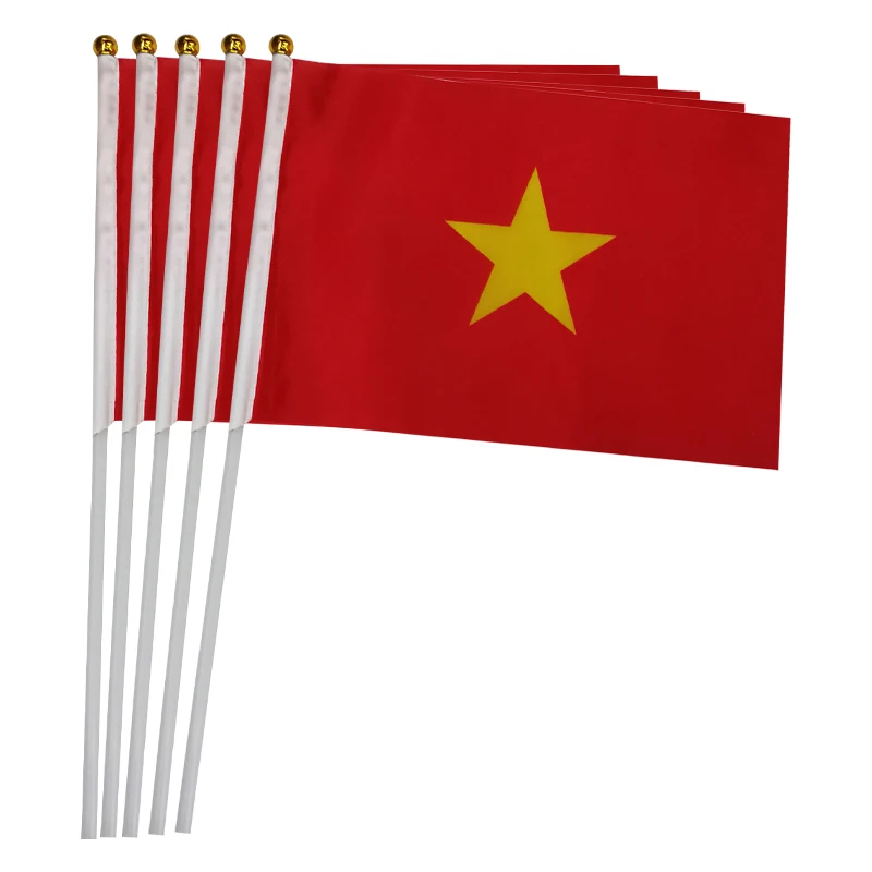 

xvggdg 100pcs 14 * 21cm vietnam Hand Waving National Flag Polyester vietnam hand Flag