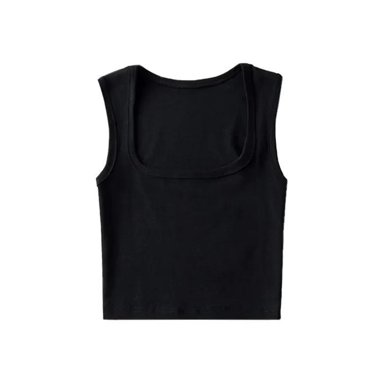 Top Curto Básico F, Regata com Decote Profundo, Csa de Verão Vintage em Cor Pura, Cseta com Exposição do Umbigo ...