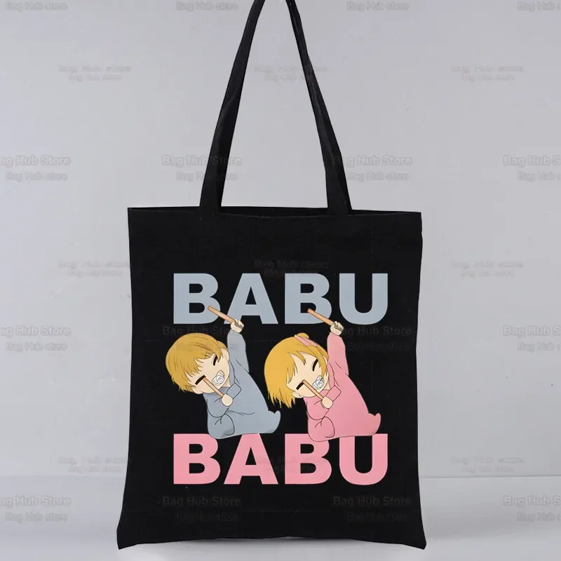 Oshi nenhum Ko Anime lona preta sacola, Bolsa de pano reutilizável, Bolsas de ombro personalizadas, Ai Hoshino Ai, Ruby Akane