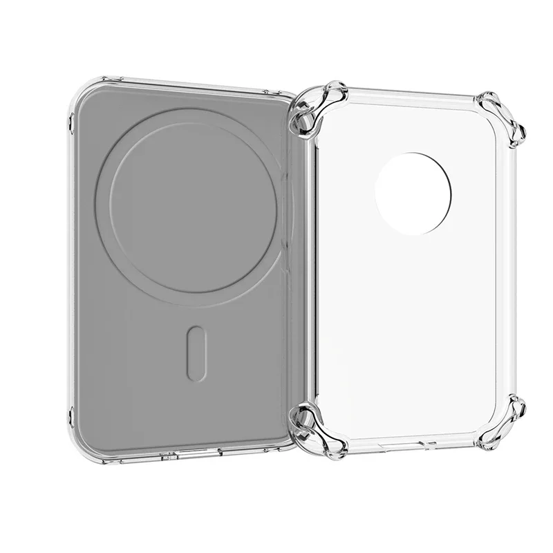 Caso transparente para apple magsaf bateria externa à prova de choque amortecedor bateria magnética sem fio capa protetora silicone caso