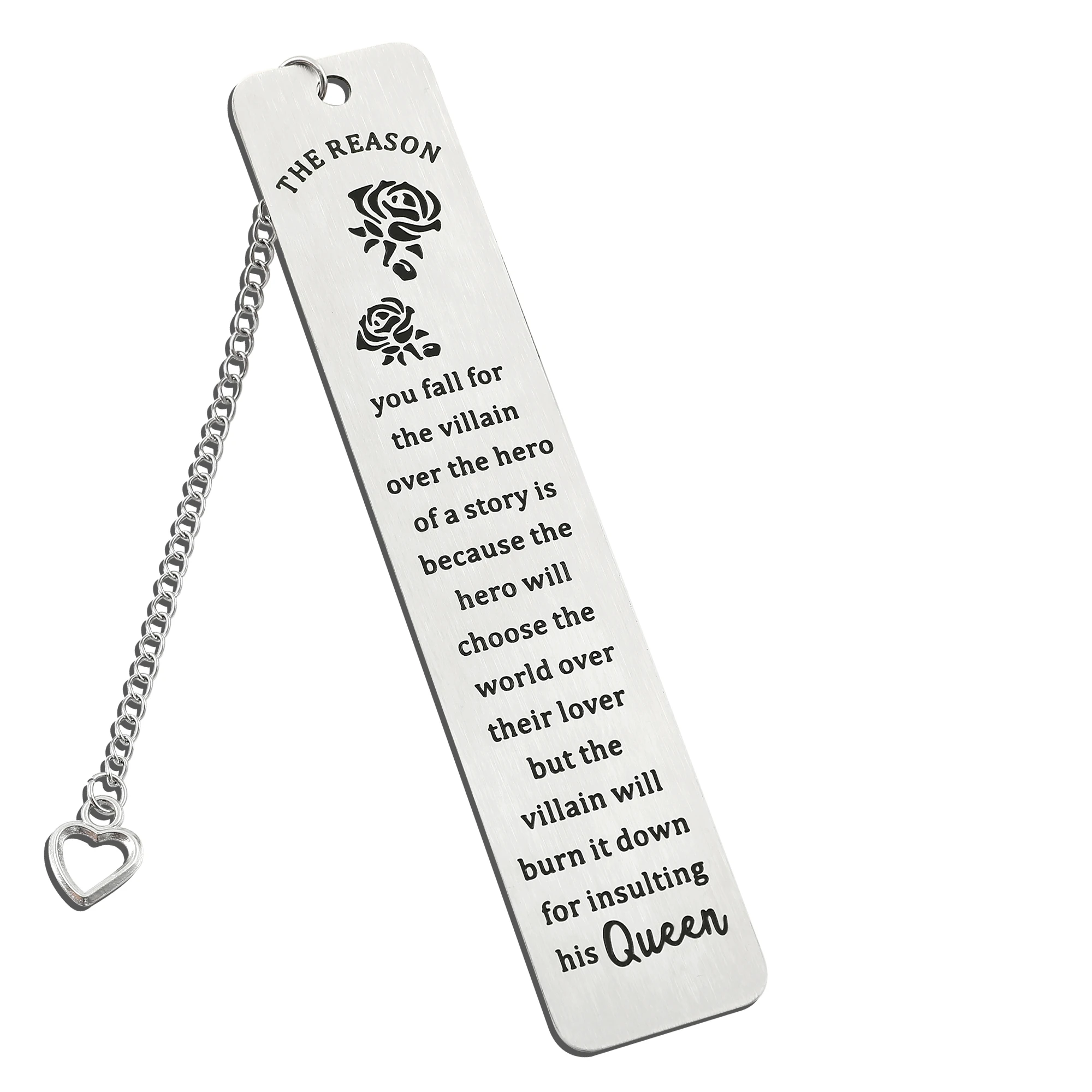 Rose Fall for The Villain Bookmarks for Book Lover Gifts Stainless Steel Book Mark with Tassel