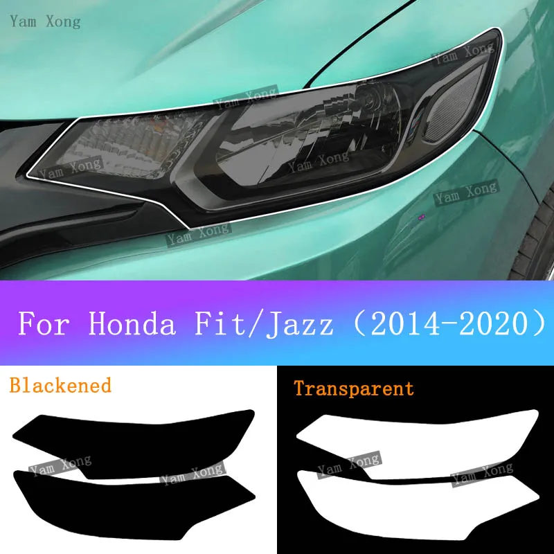 

For Honda Fit GK5 Jazz 2014-2020 Car Exterior Front Lamp TPU Transparent Protective Film Headlight Light Black Anti-Scratch Film