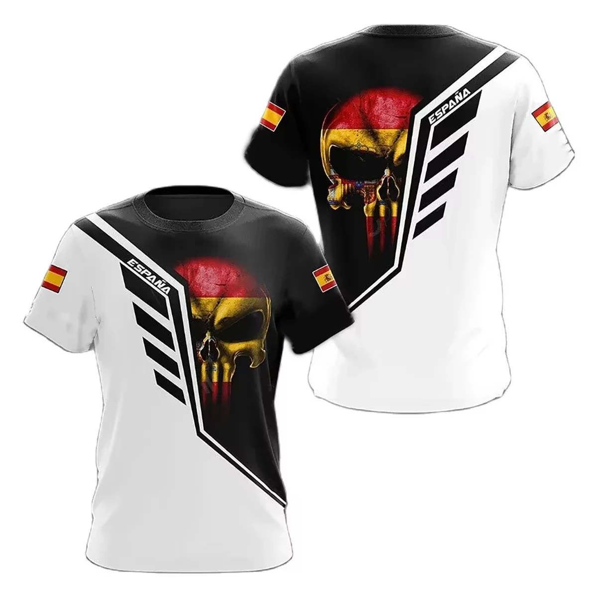 2025 الصيف الاسبانية شعار ثلاثية الأبعاد مطبوعة تي شيرت رجالي الجولة الرقبة ملابس بأكمام قصيرة ملابس رائعة فضفاضة قميص رجالي #6