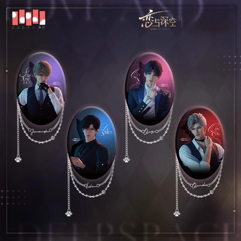 

Genuine Love and Deepspace Meow Season Series Elliptical Chain Tin Badge Xavier Girlfriend Zayne Rafayel Sylus Anime Presale