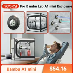 Yoopai 3D Printer Enclosure For Bambu Lab A1 mini 3D printer House Cover with LED light Constant Temperature size 46*46*55 cm