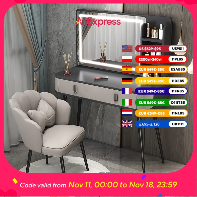 

Desings Black Dressing Table Drawer Bedroom Storage Makeup Dressing Table Mirror Luxury Coiffeuse De Chambre Bedroom Furniture