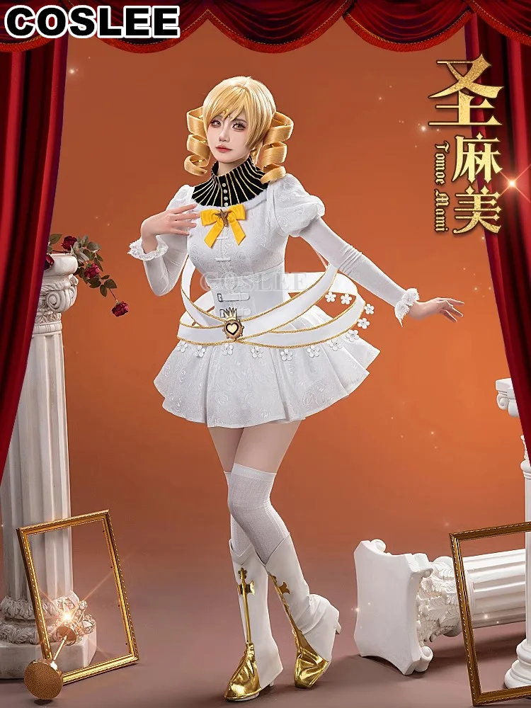 COSLEE Puella Magi Madoka Magica Tomoe Mami Cosplay Costume Lovely Uniform Dress Cloak Halloween Carnival Party Outfit Women New