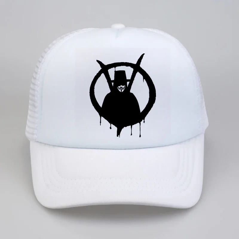 V for vendetta หมวกเบสบอลแฟชั่นฤดูร้อนตาข่ายรถบรรทุกหมวกลําลองหมวกกันแดดแบบปรับได้