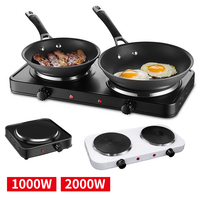 [EU Stock] 1000W/2000W electric stove portable kitchen hob, 5 level adjustable thermostat,Anti-Slip Mat electric stove