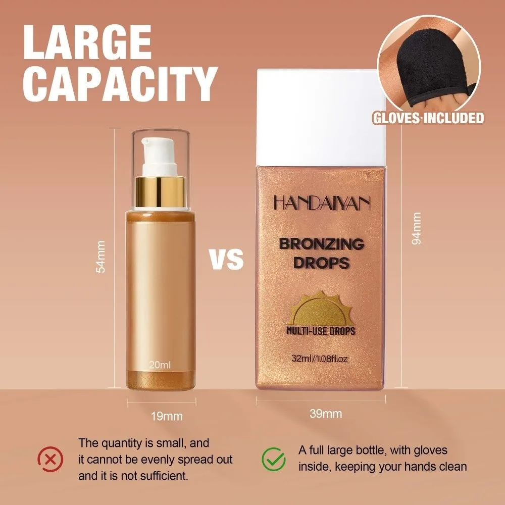 Pearlescent Shine Bronzer Liquid Tanning Cream Waterproof Long Lasting Body Foundation Makeup Shimmer Moisturising
