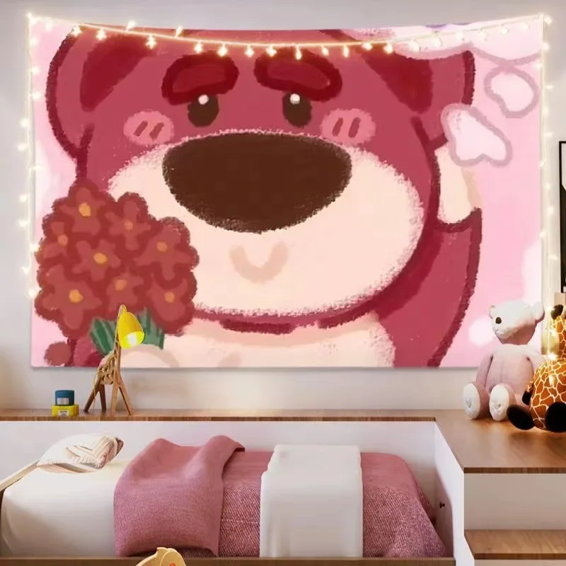 Strawberry Bear Hanging Cloth, Net Red, Cute Cartoon Wall Cloth, Student Girl Heart, Dormitory Bedroom Background Cloth