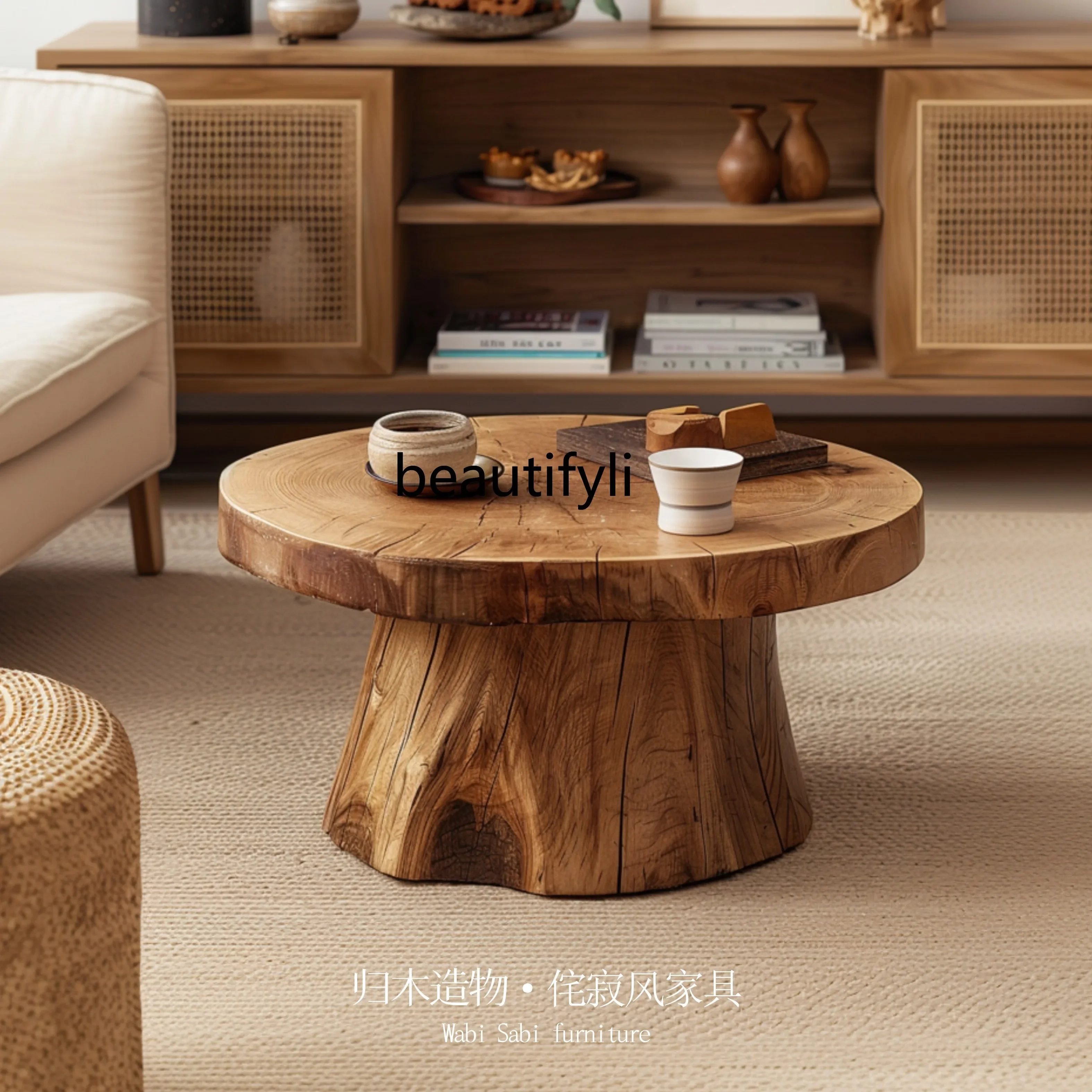 Round Stump Angle Table Homestay Designer Furniture Solid Wood Coffee Table Creative Edge Table