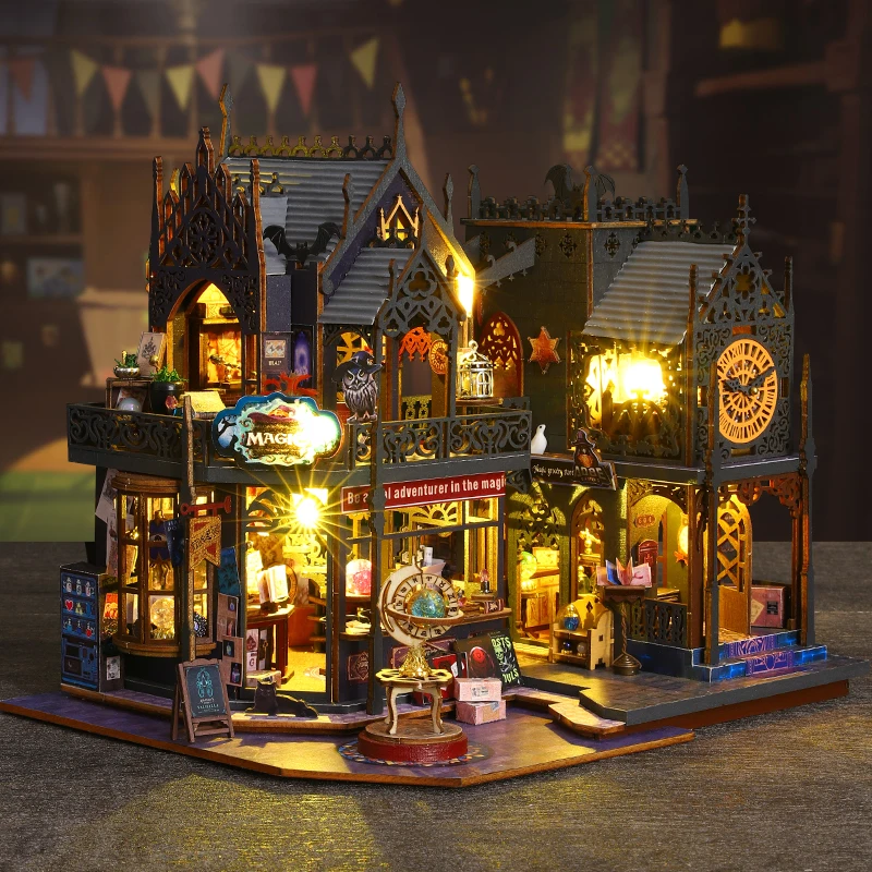 New Diy Wooden Magic City Casa Doll Houses Miniature Building Kits Dollhouse With Furniture Led Lights For Girls Birthday Gifts