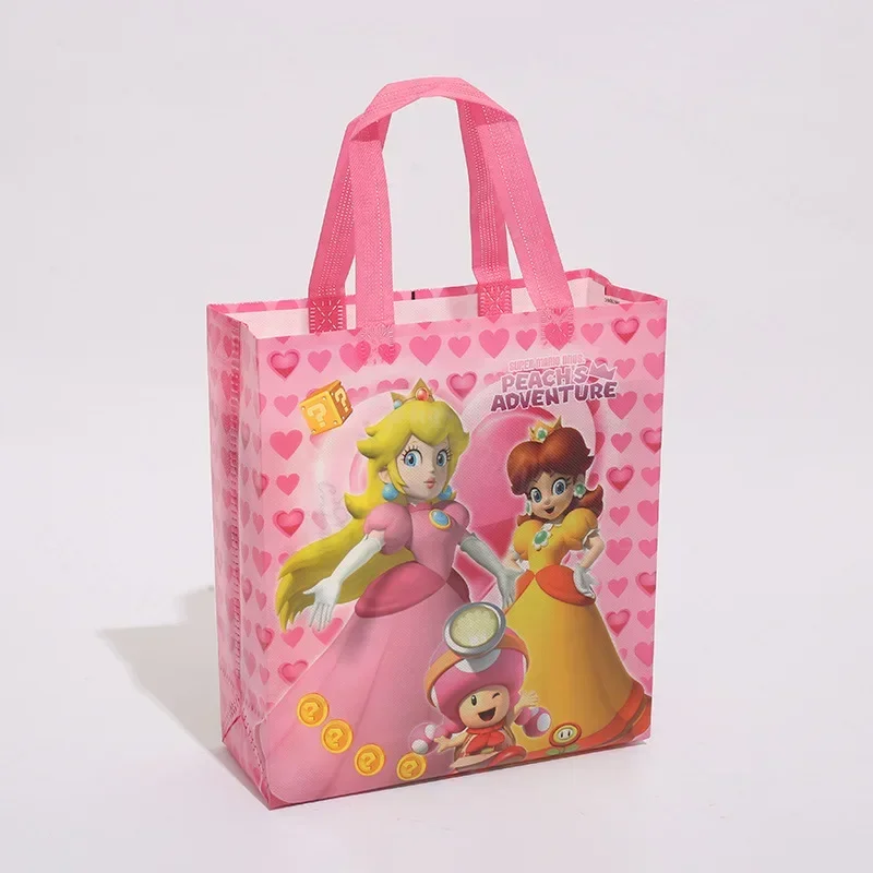 Game Super Mario Bros Non-Woven Bag Cartoon Portable Handbag Anime Princess Peach Gift Package Children Birthday Party Supplies